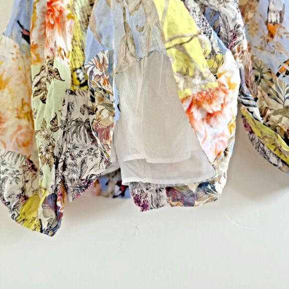 Banana Republic Floral Bird butterfly Multi Print Twist Front Top women Size S - Picture 10 of 13